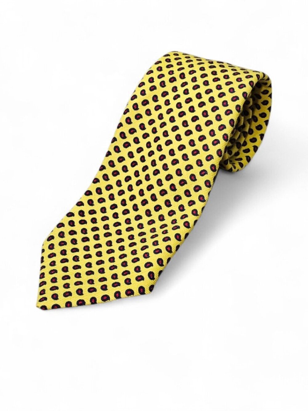 Brooks Brothers Tie Wool Geometric Printed Pattern Long Suit Necktie Yellow